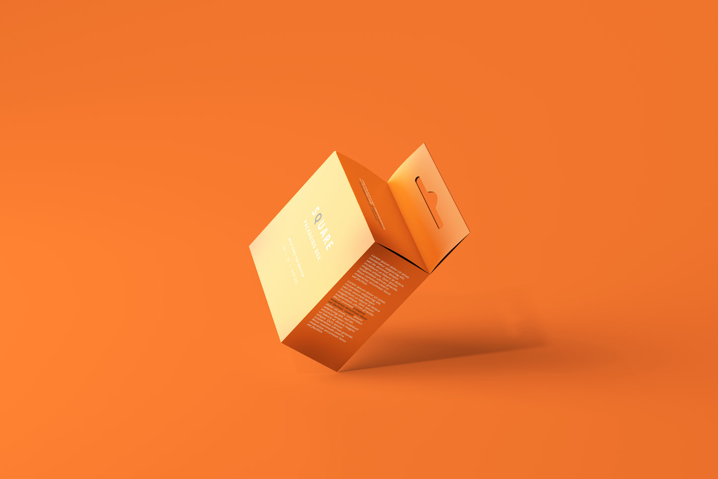 Square Packaging Box With Hang Tab Mockup