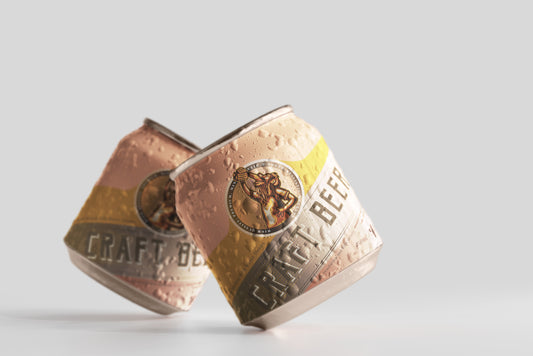 Stubby Beer Can Mockup with Condensation Effect