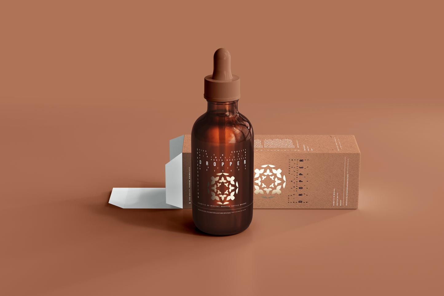 Amber Glass Dropper Bottle Mockup