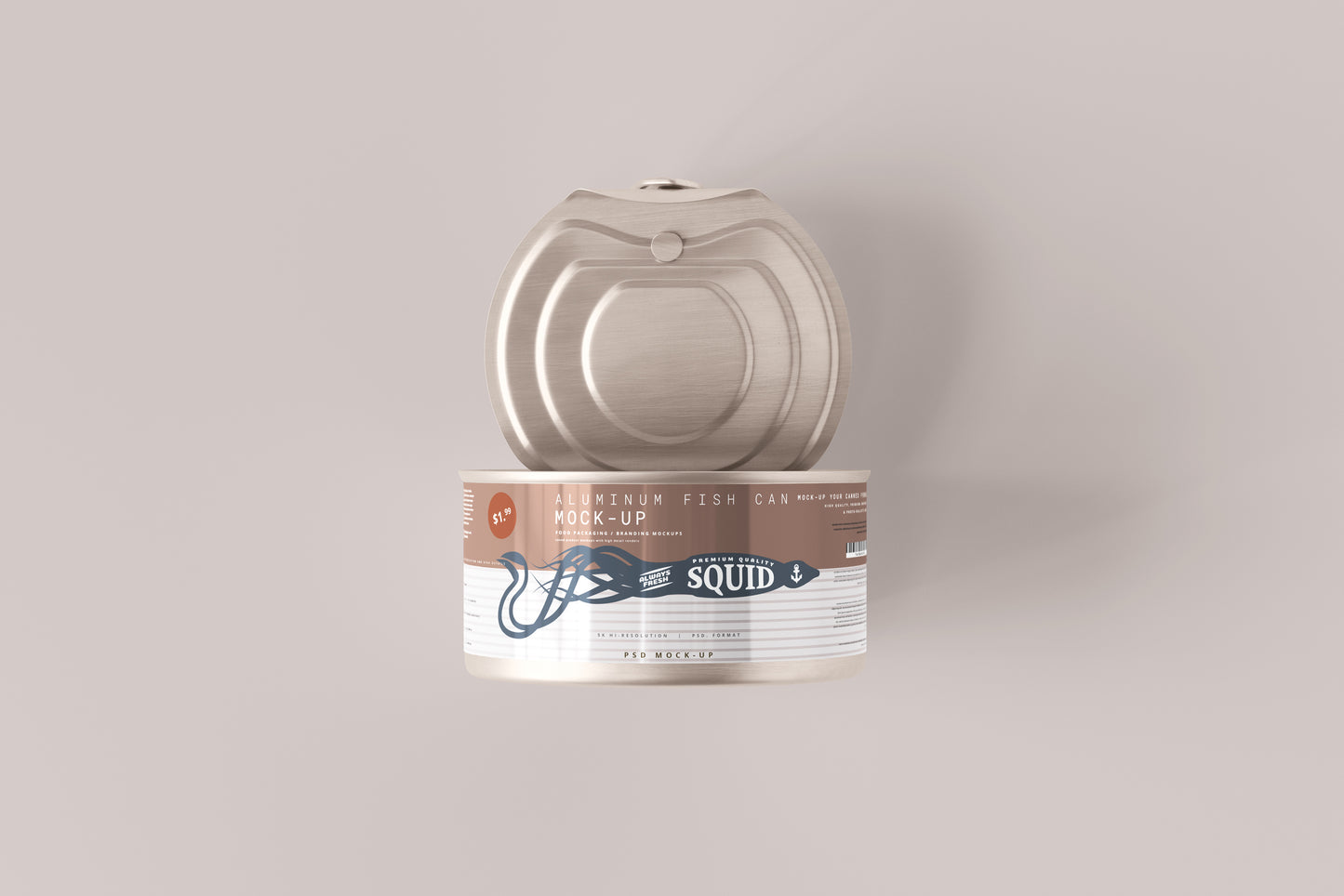 Easy Open Small Aluminum Food Can Mockup