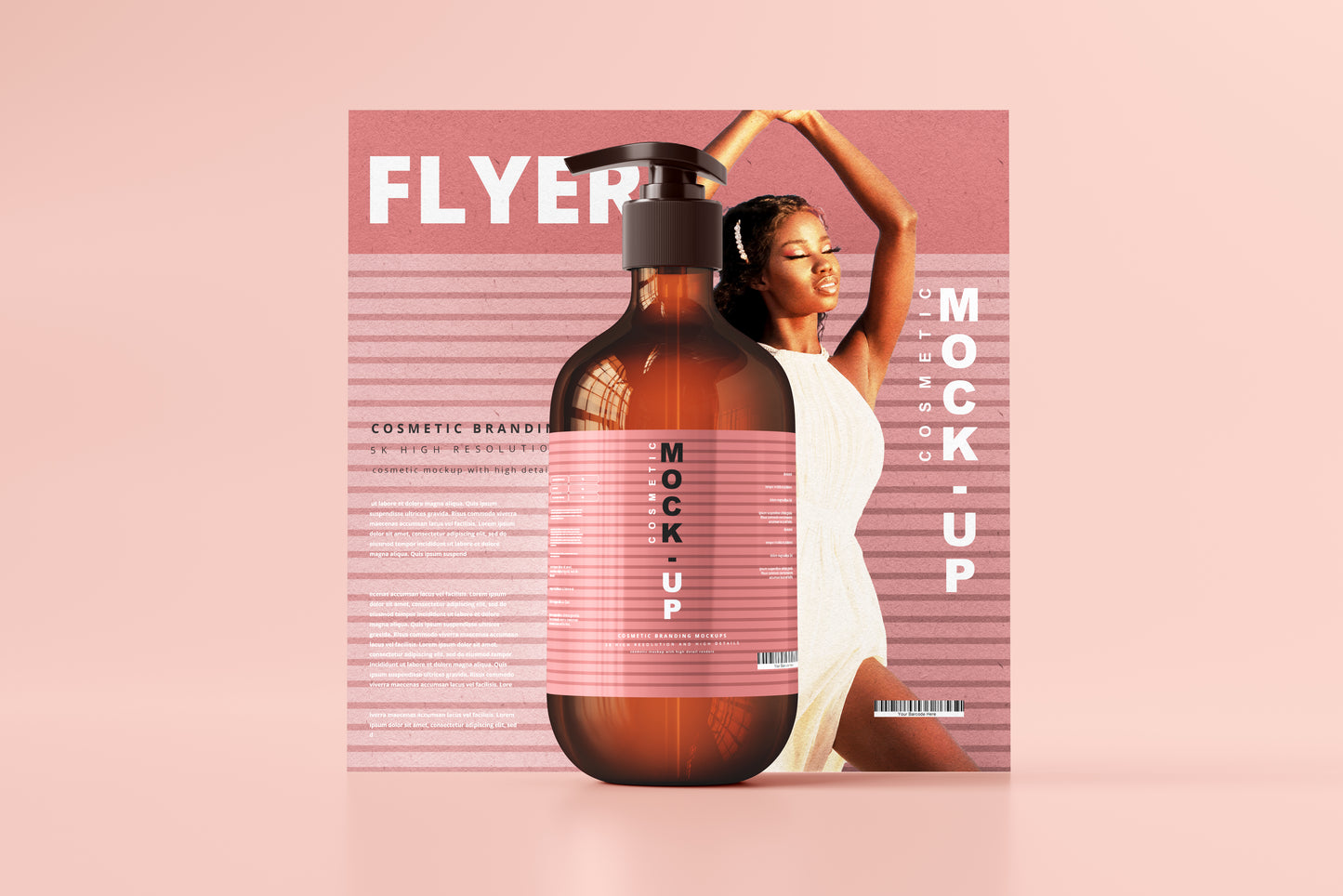 Amber Glass Pump Bottle Mockups