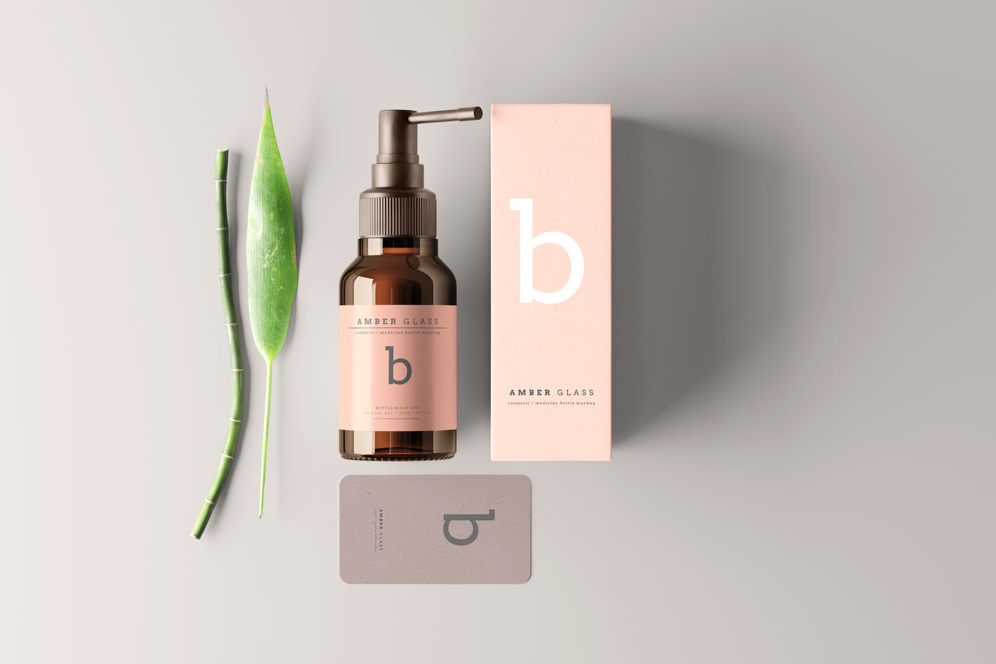 Amber Glass Throat Spray Bottle Mockups