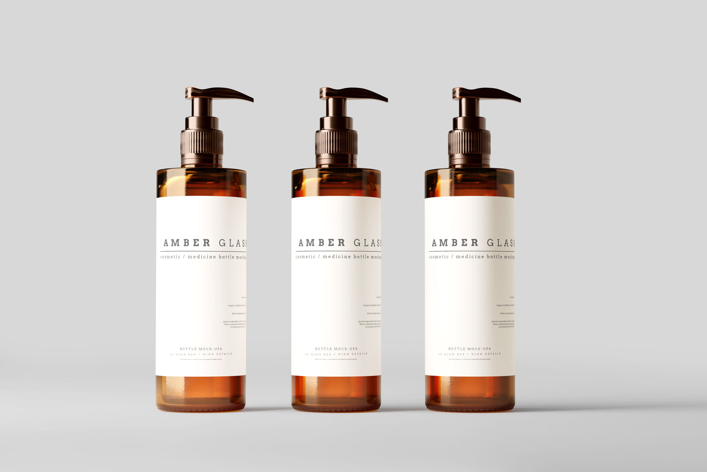 Amber Glass Pump Bottle Mockups