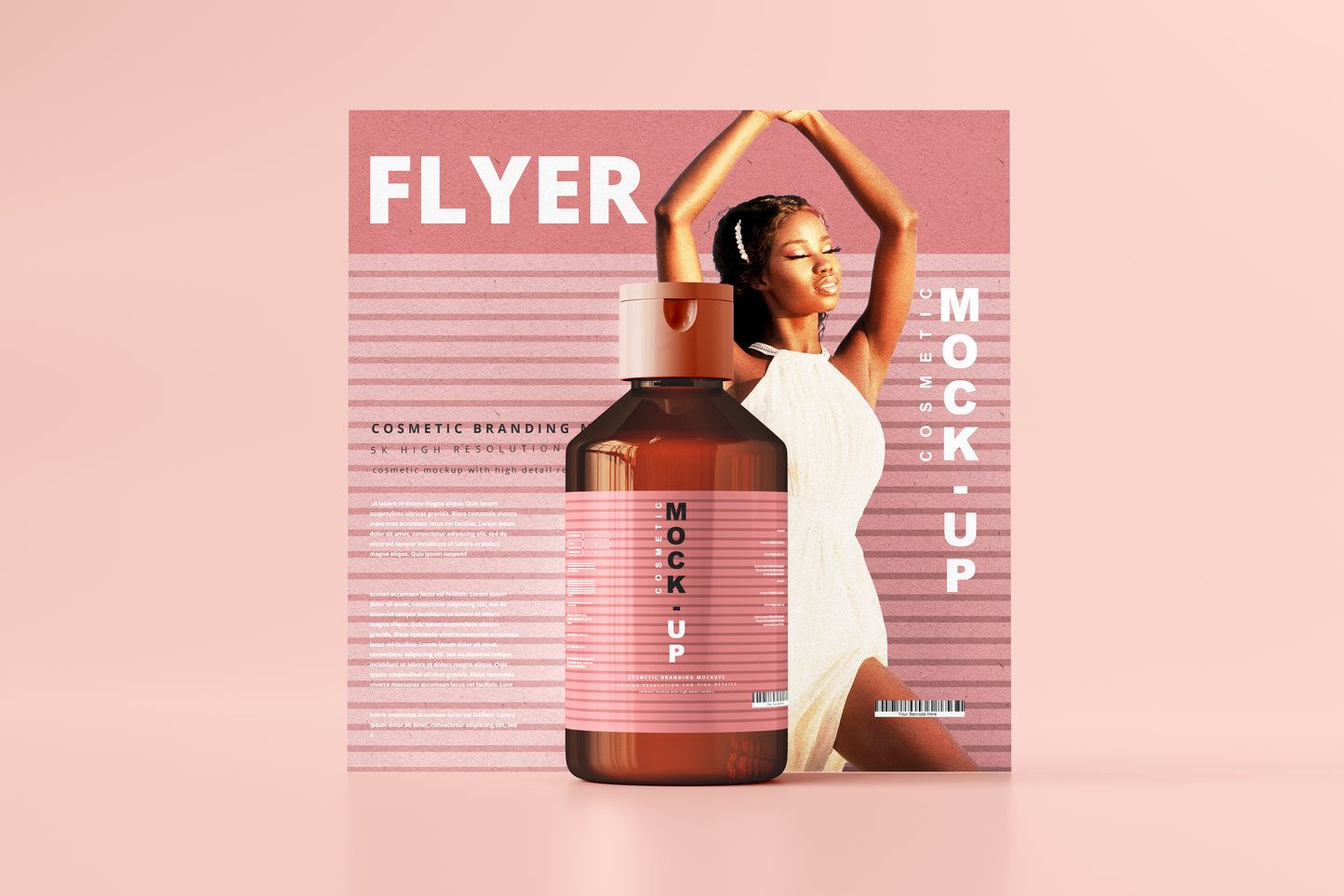 Amber Glass Cosmetic Bottle Mockups