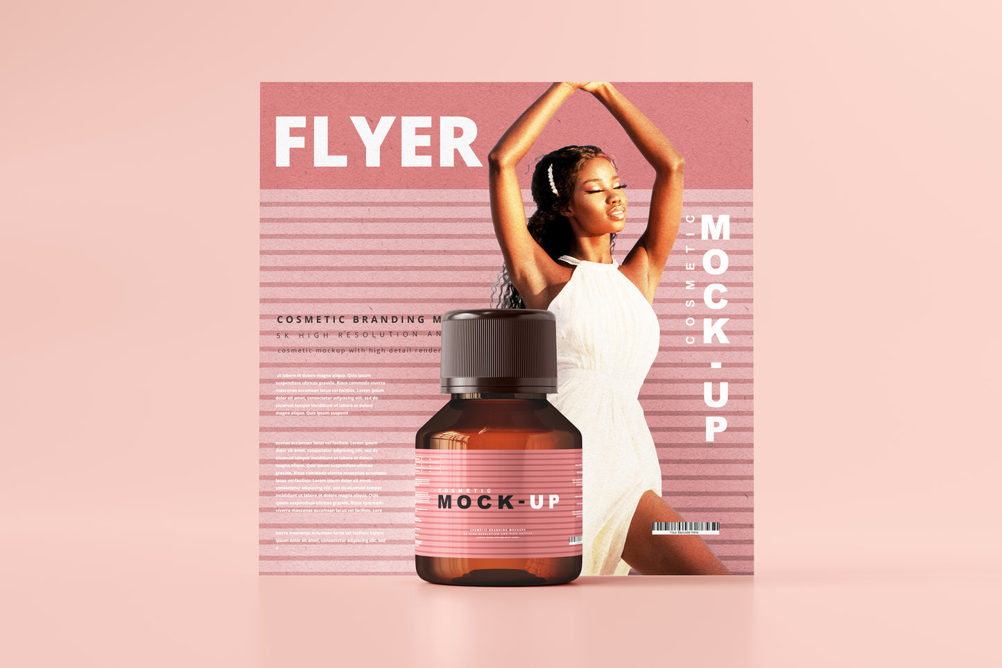 Amber Glass Cosmetic Bottle Mockups