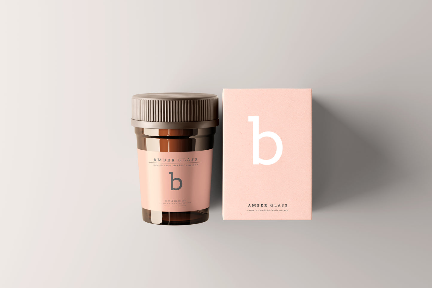 Amber Glass Pills Bottle Mockups