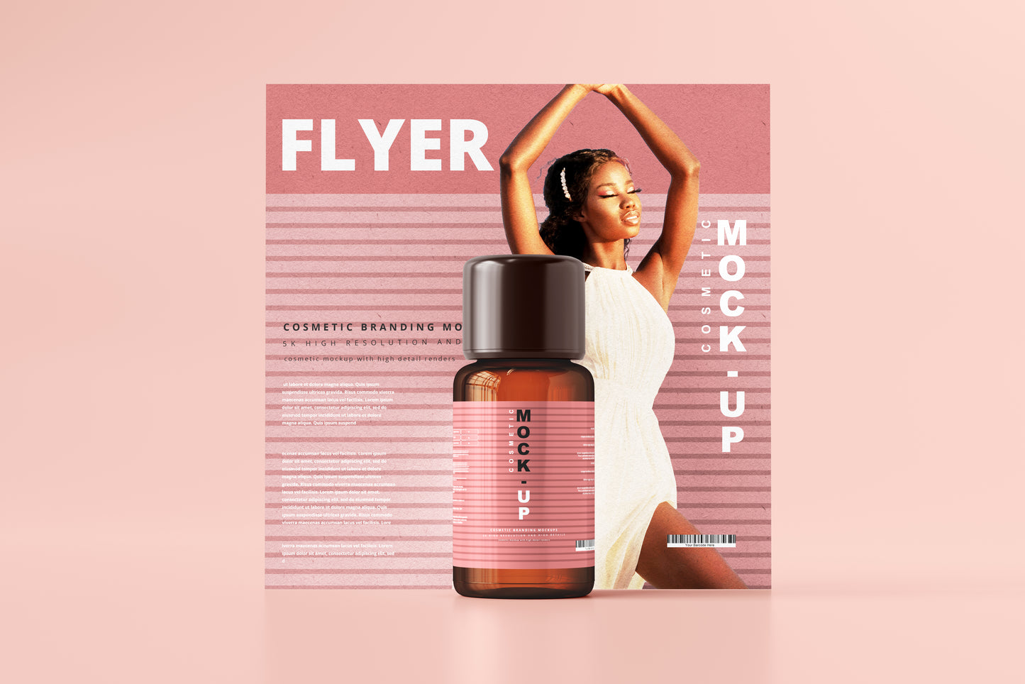 Amber Glass Cosmetic Bottle Mockups