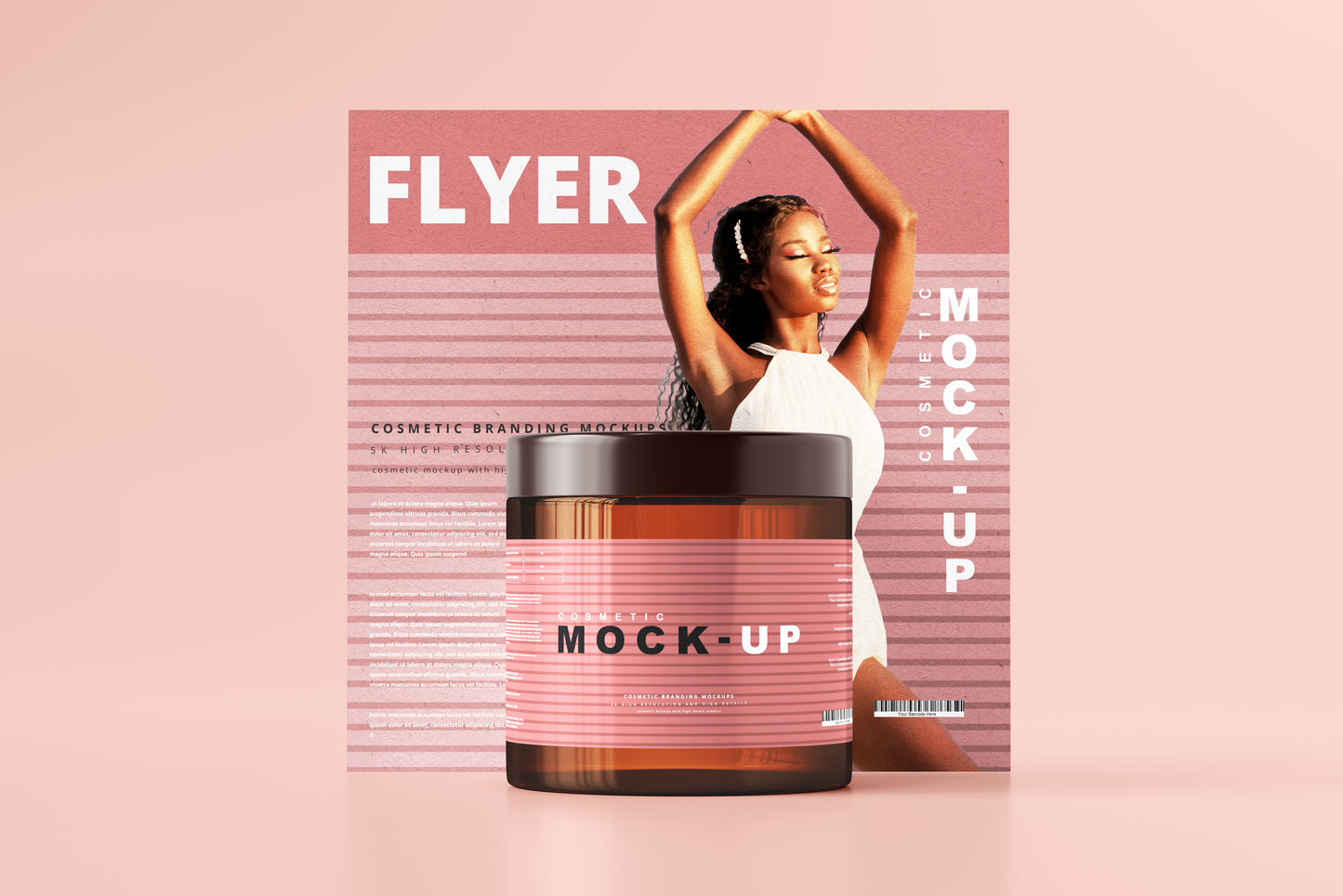 Amber Glass Cosmetic Jar Mockups