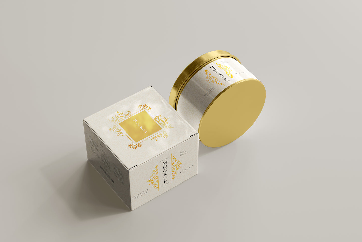 Metal Jar and Box Mockup
