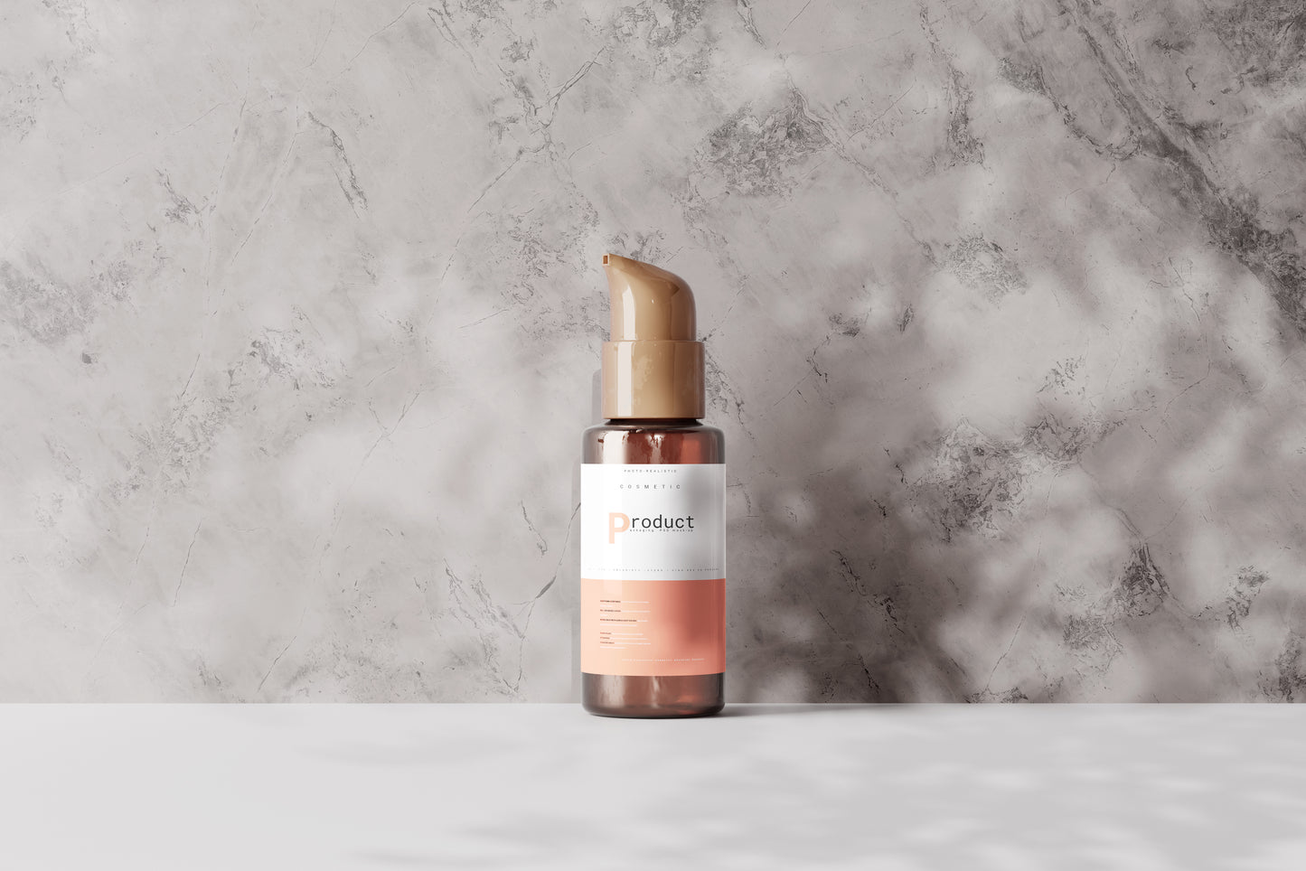 Amber Glass Tiny Airless Pump Bottle Mockup