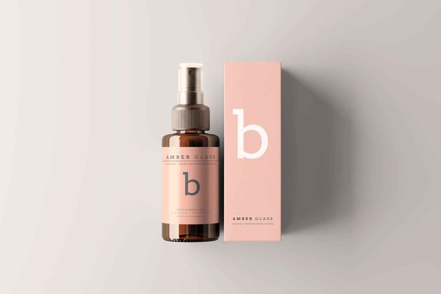 Amber Glass Spray Bottles Mockups