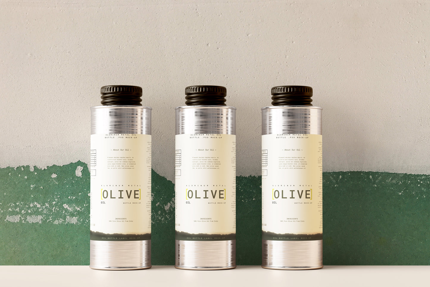 Aluminum Oil Can Mockup Scenes