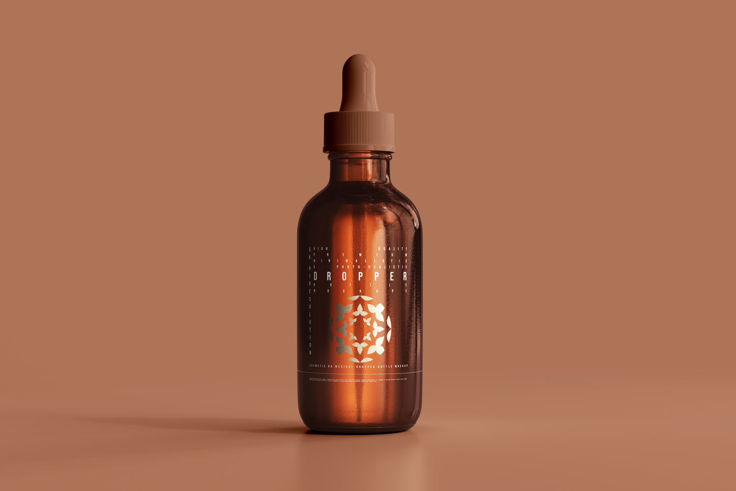 Amber Glass Dropper Bottle Mockup