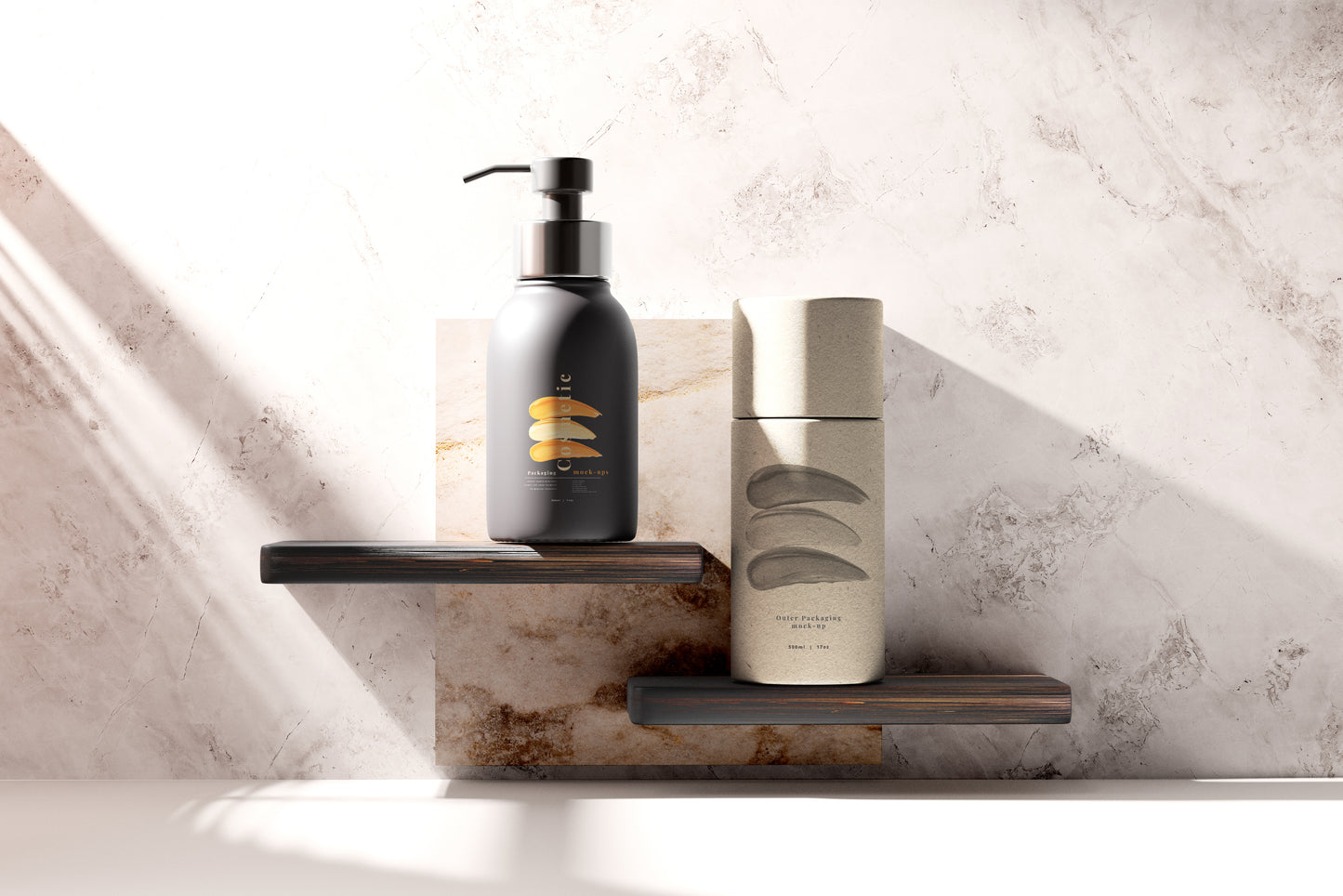 Dark Color Plastic Pump Dispenser Bottle Mockup