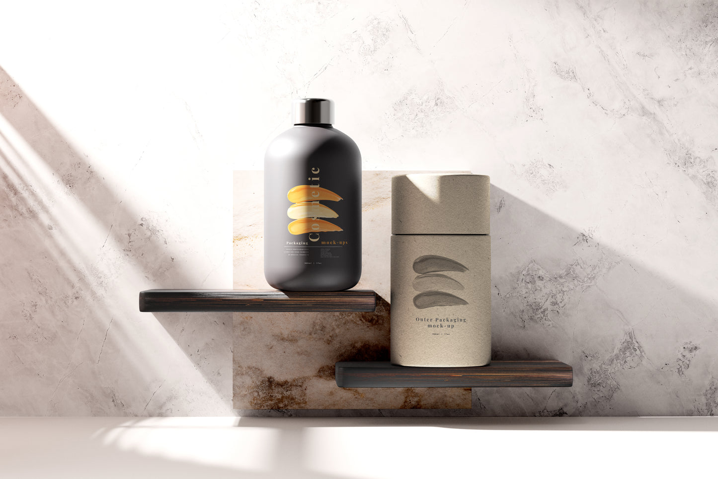Dark Color Plastic Cosmetic Packaging Bottle Mockup