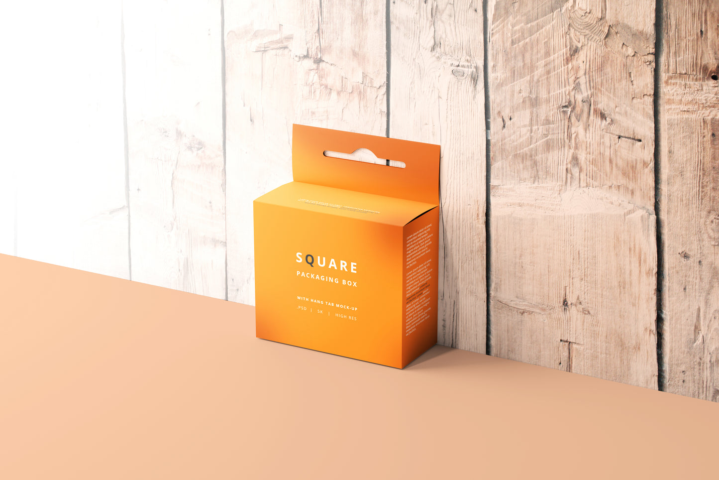 Square Packaging Box With Hang Tab Mockup