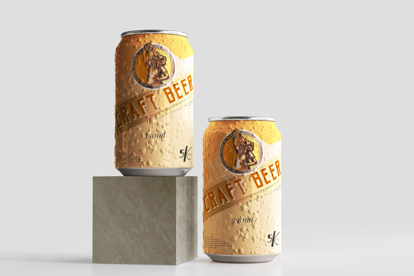 Standard Size Beer Can Mockup with Condensation Effect