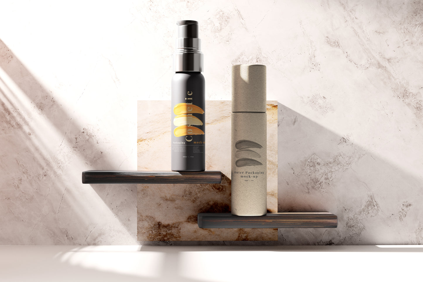 Dark Color Plastic Spray Bottle Mockup