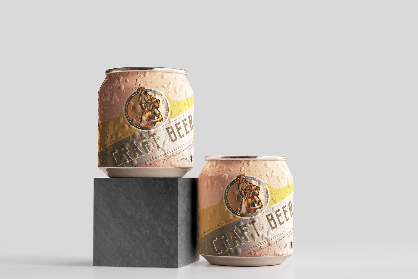 Stubby Beer Can Mockup with Condensation Effect