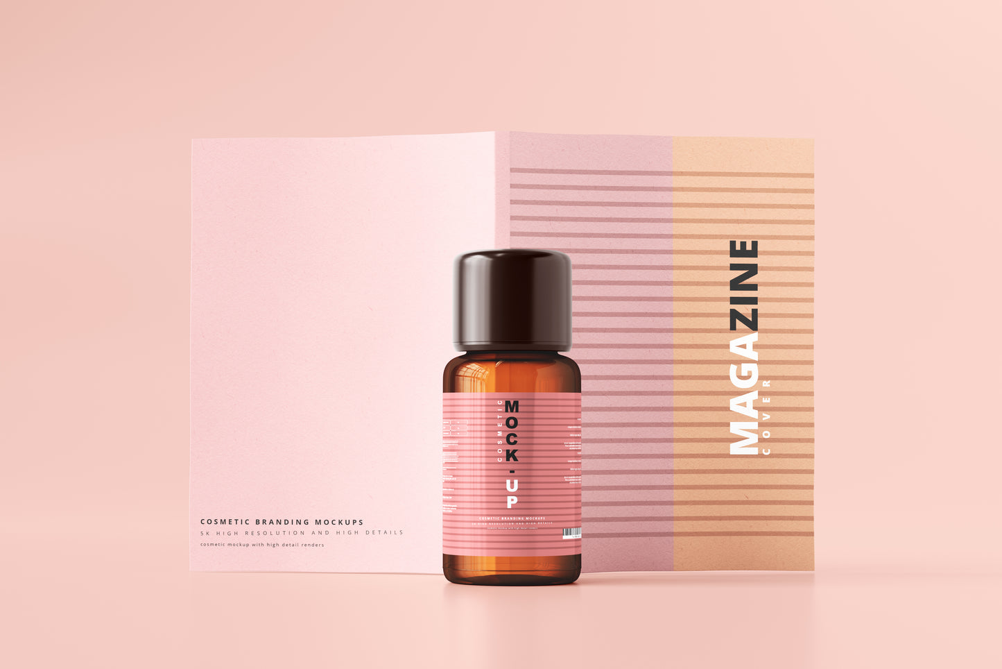 Amber Glass Cosmetic Bottle Mockups