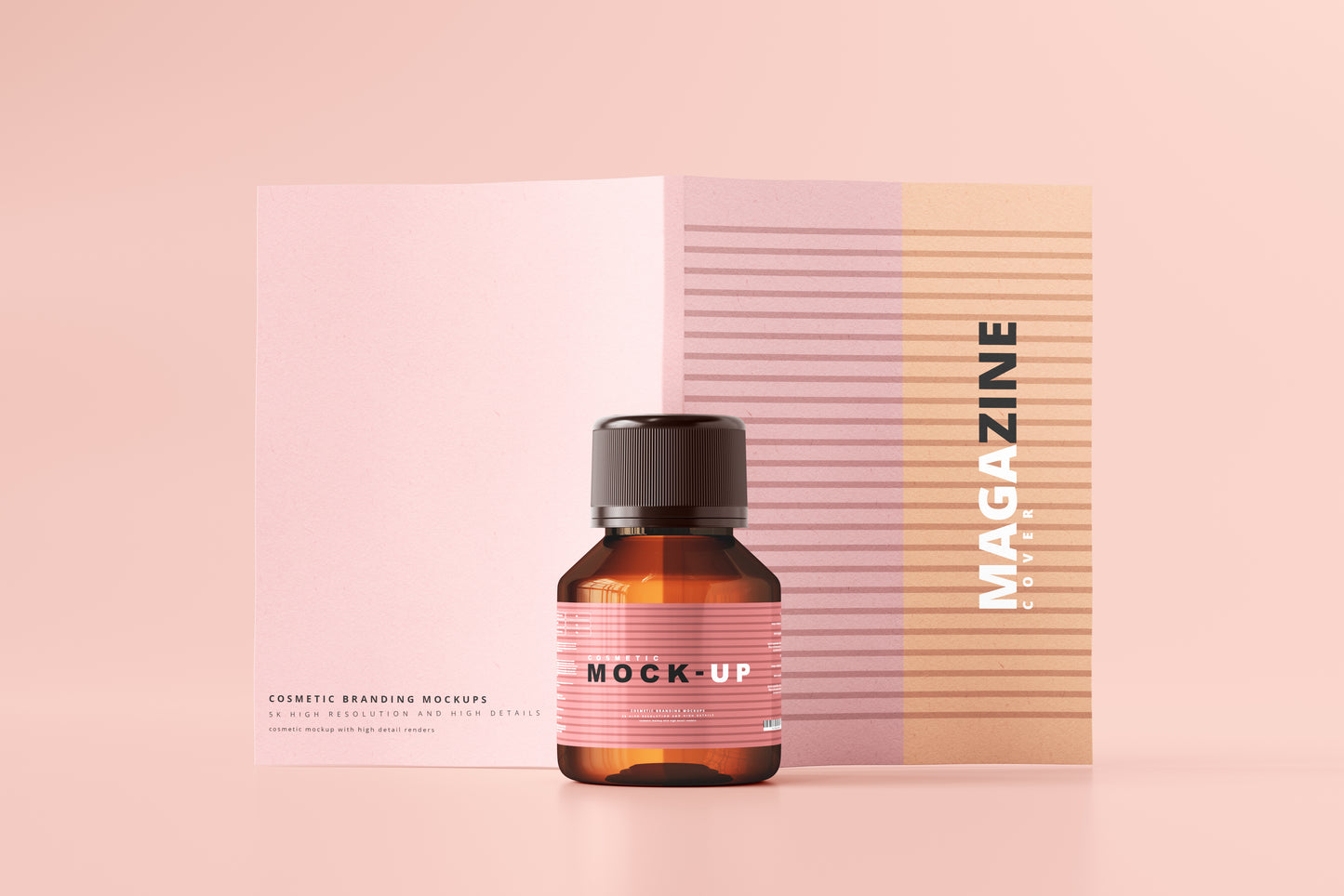 Amber Glass Cosmetic Bottle Mockups
