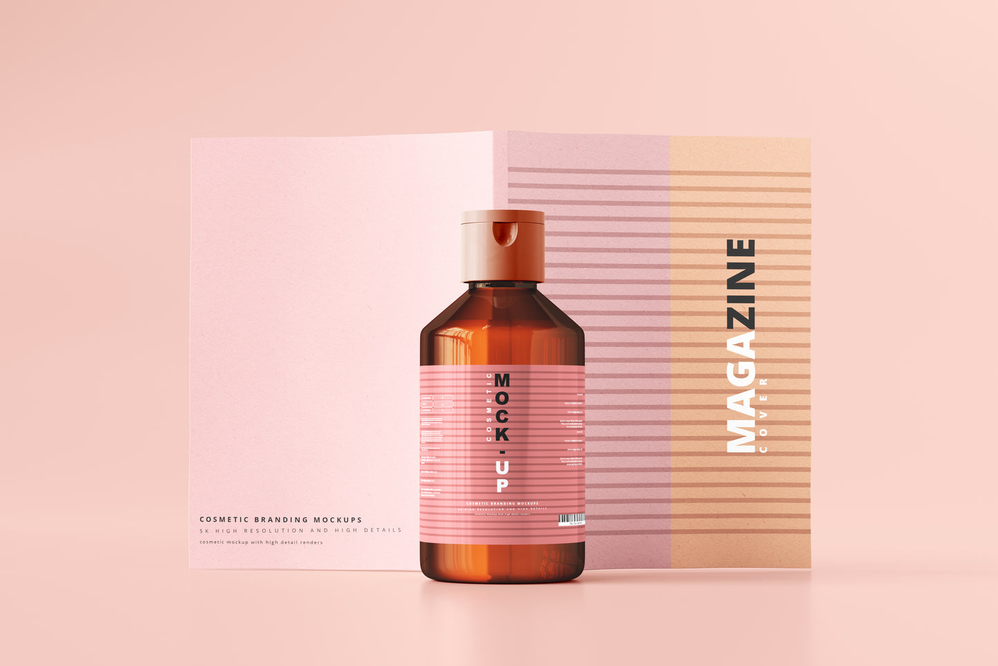 Amber Glass Cosmetic Bottle Mockups