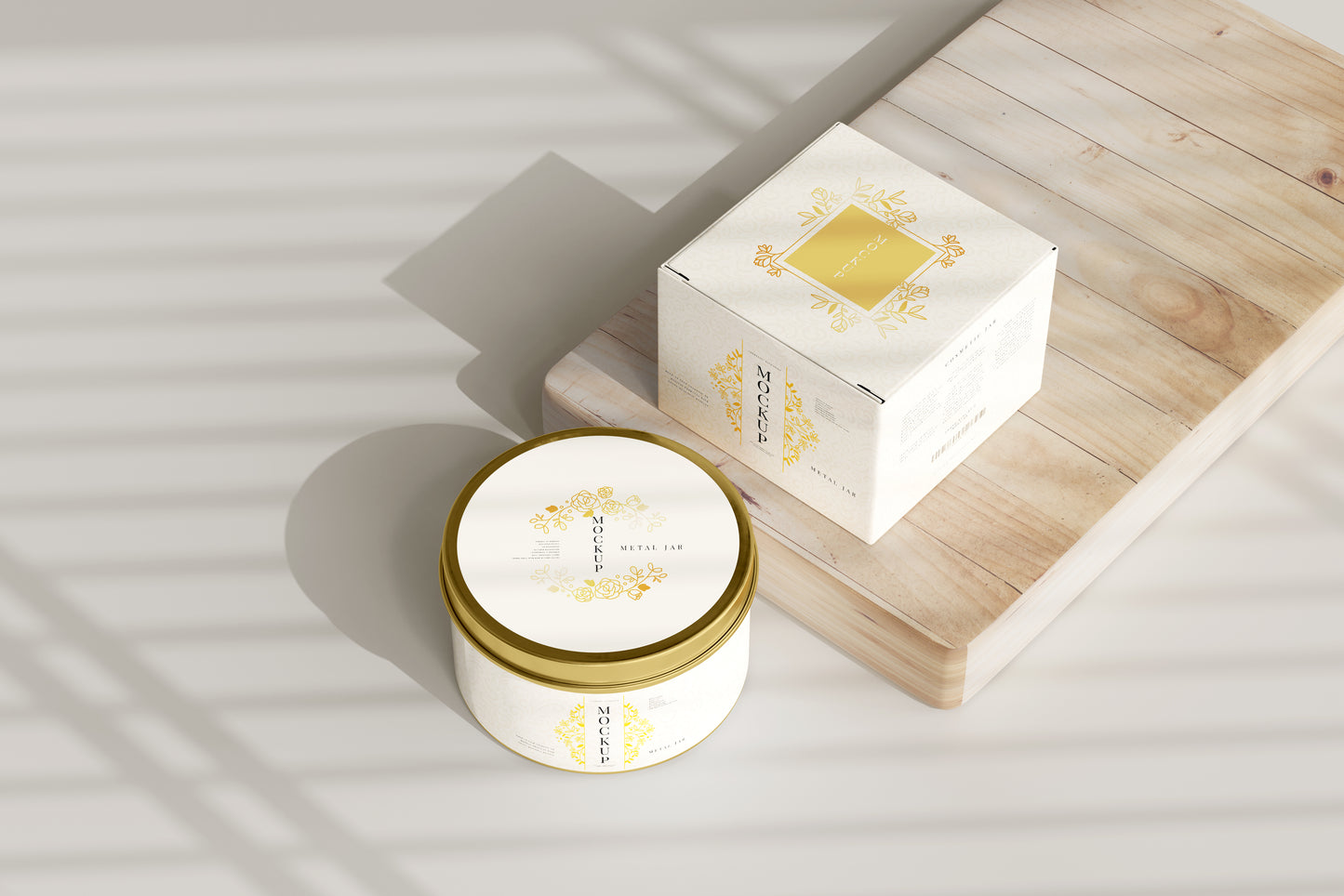 Metal Jar and Box Mockup