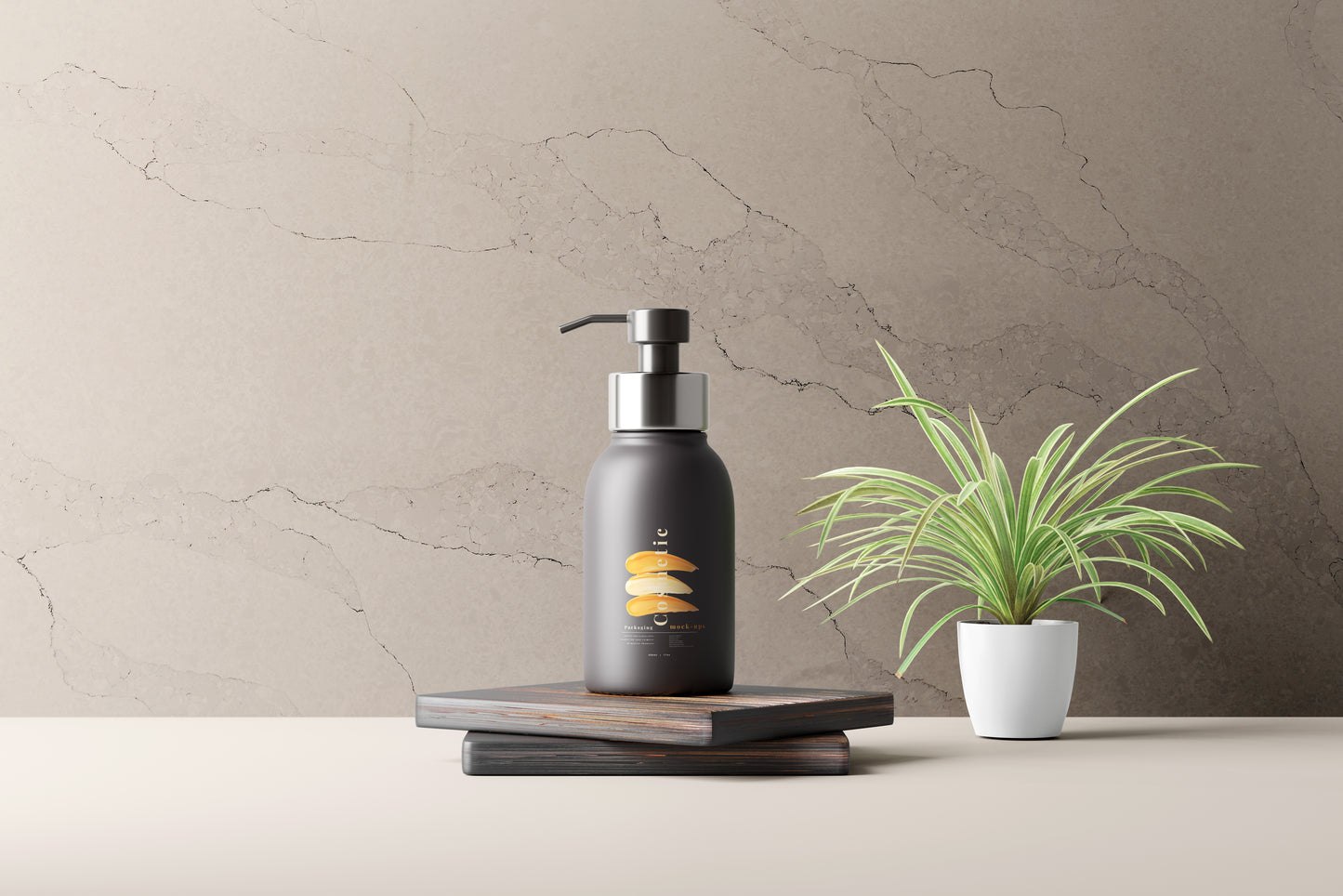 Dark Color Plastic Pump Dispenser Bottle Mockup