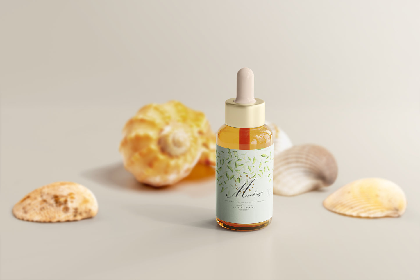 Amber Glass Dropper Bottle Mockup