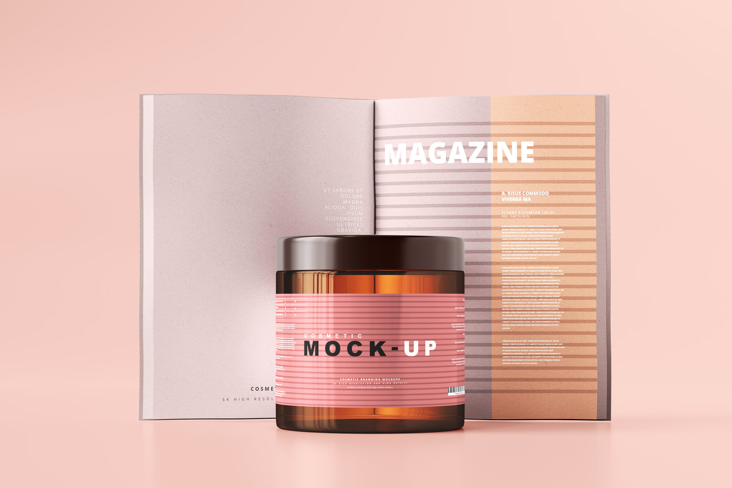 Amber Glass Cosmetic Jar Mockups