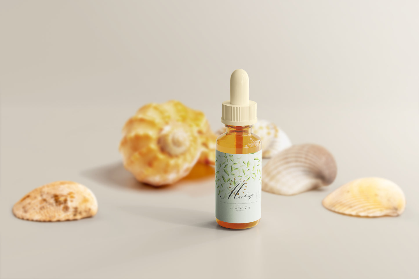 Amber Glass Dropper Bottle Mockup