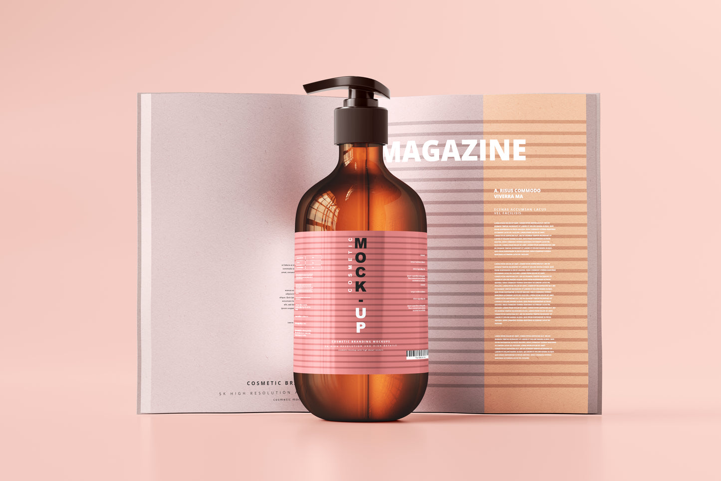 Amber Glass Pump Bottle Mockups