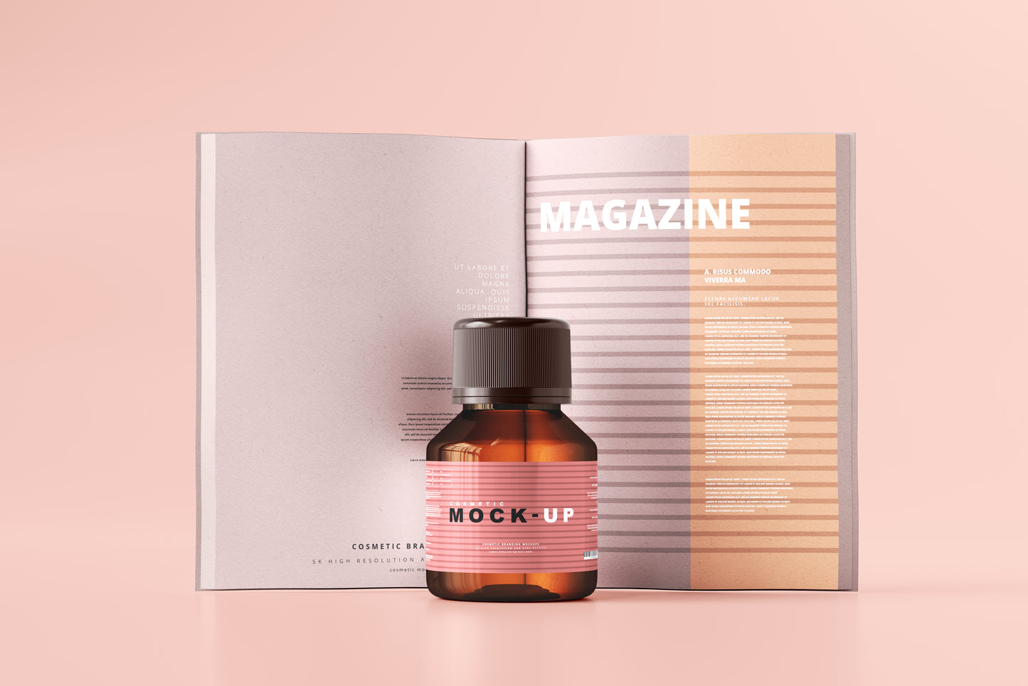 Amber Glass Cosmetic Bottle Mockups