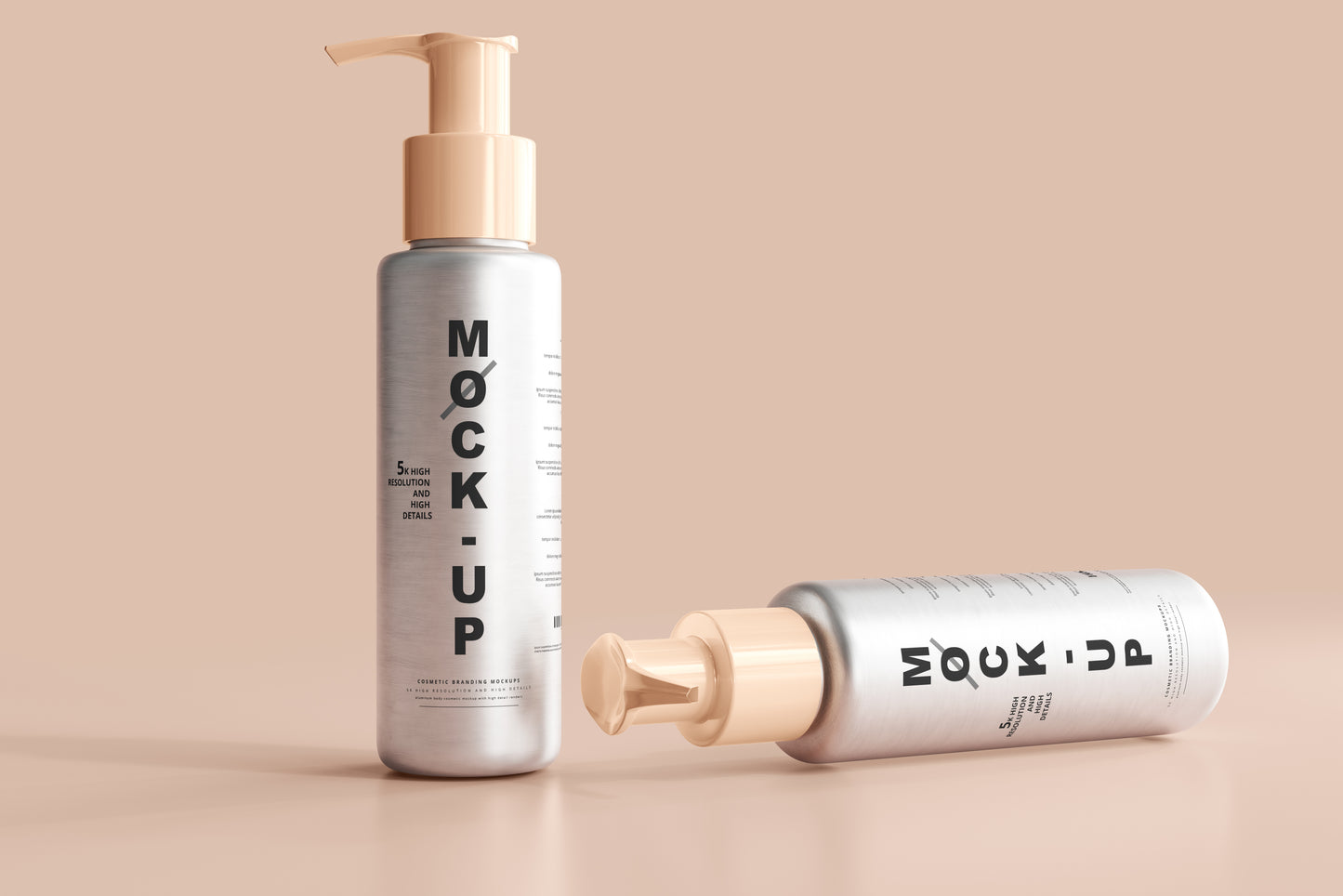 Aluminum Body Cosmetic Pump Bottle Mockup