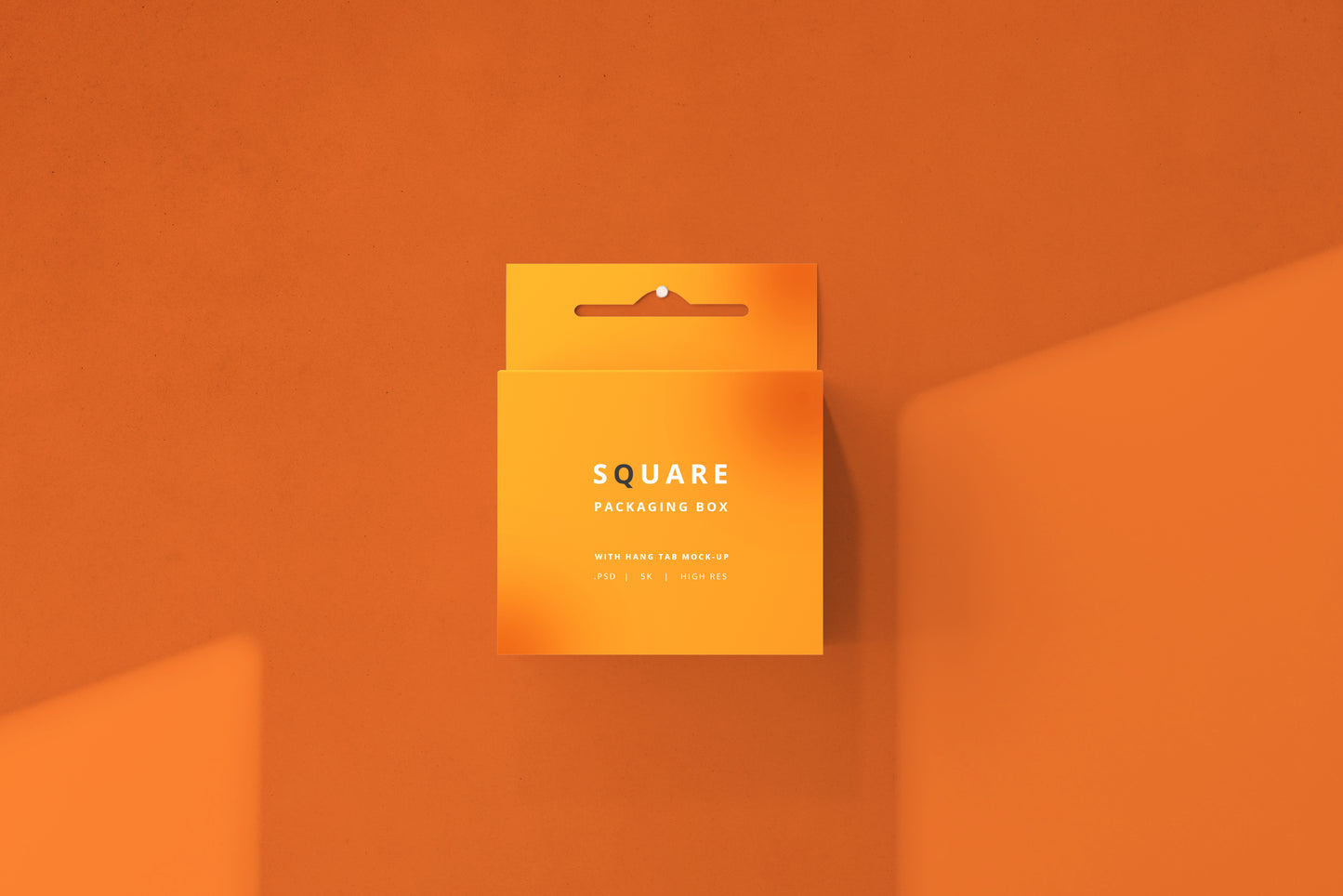 Square Packaging Box With Hang Tab Mockup