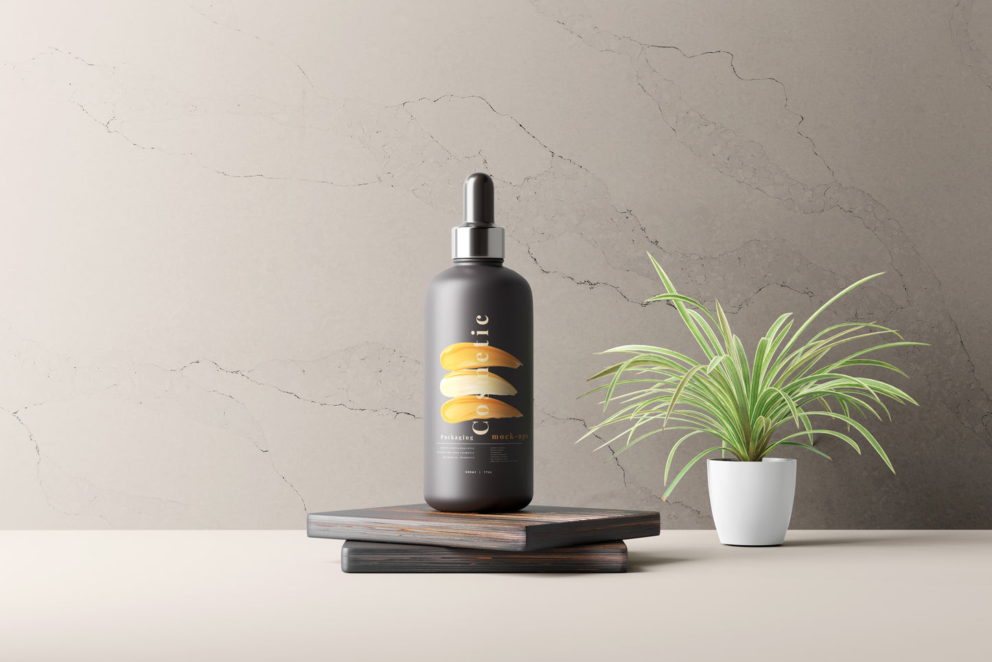 Dark Color Plastic Dropper or Serum Bottle Mockup
