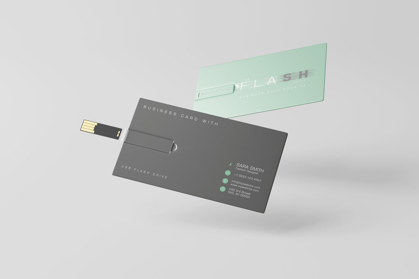 USB Flash Drive Business Card Mockup