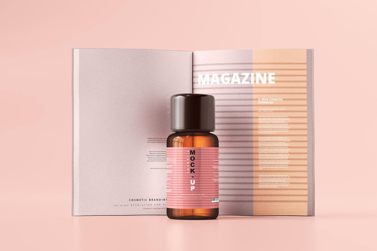 Amber Glass Cosmetic Bottle Mockups