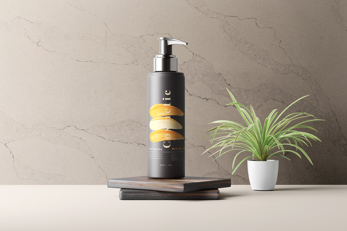 Dark Color Plastic Pump Dispenser Bottle Mockup