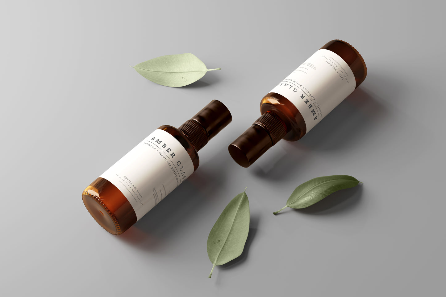 Amber Glass Spray Bottle Mockups