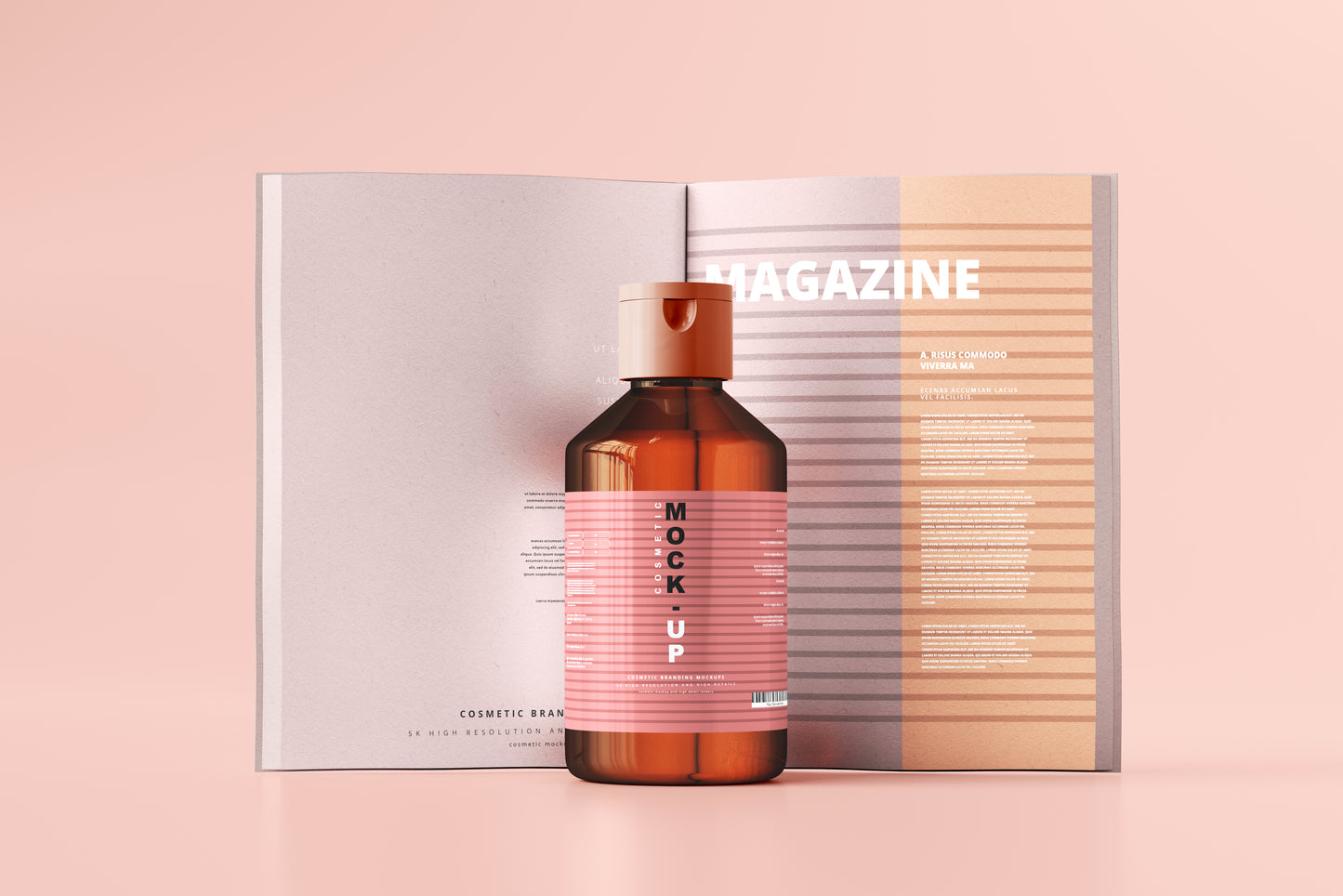 Amber Glass Cosmetic Bottle Mockups