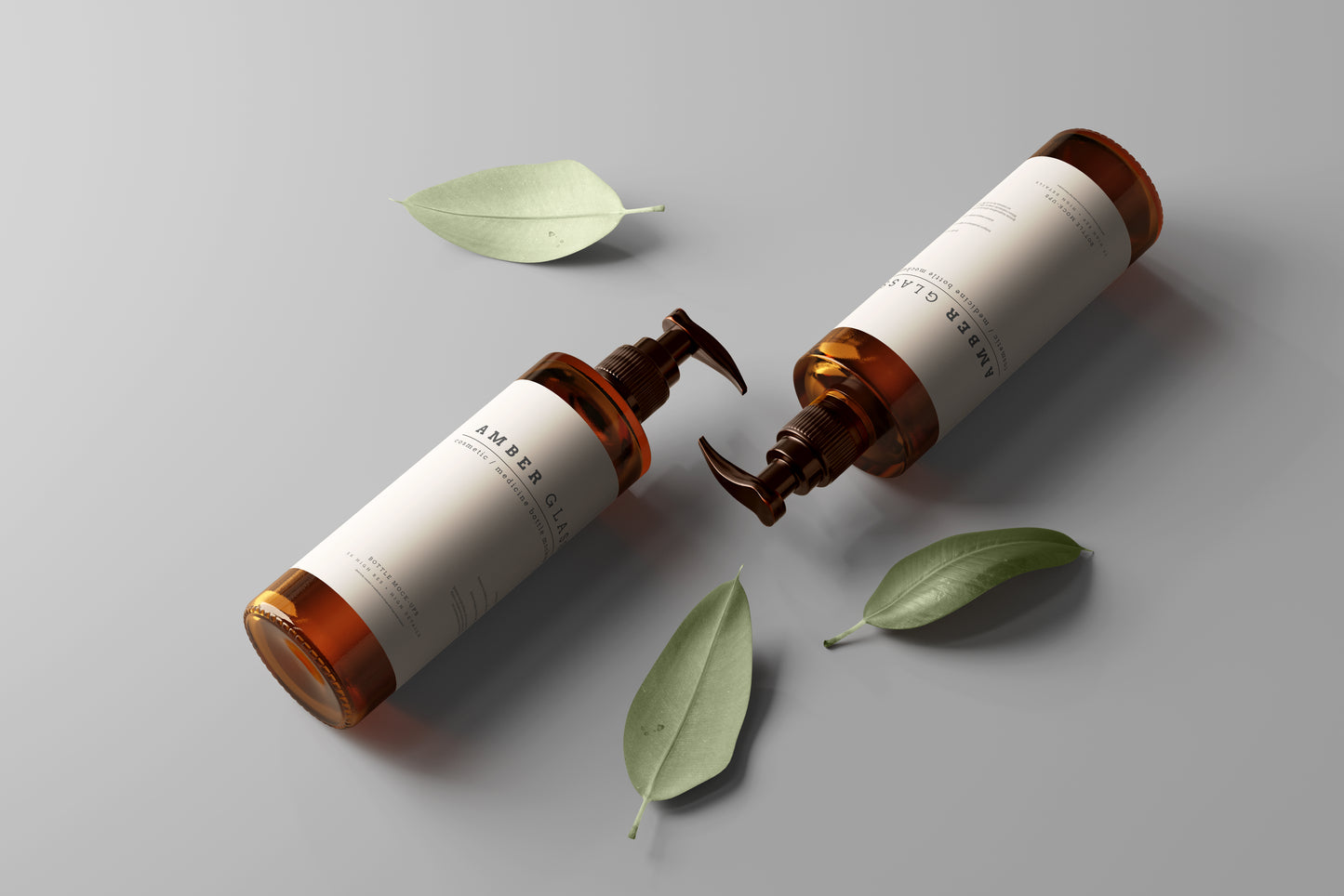 Amber Glass Pump Bottle Mockups