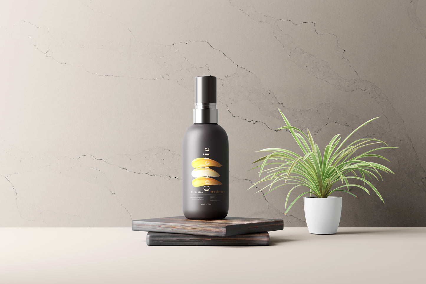 Dark Color Plastic Spray Bottle Mockup