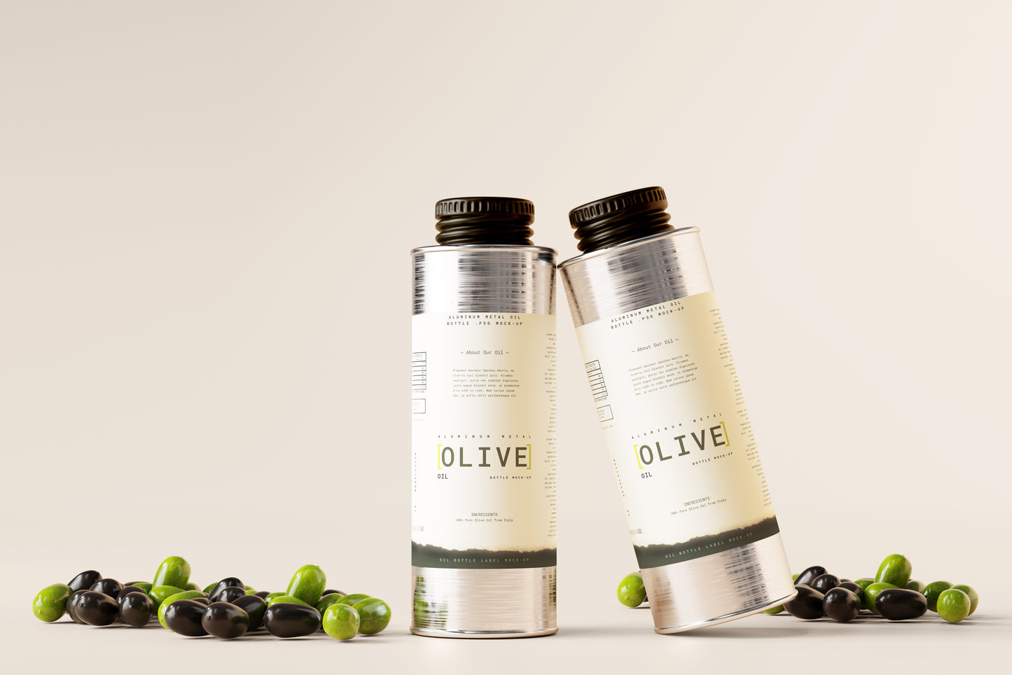 Aluminum Oil Can Mockup Scenes