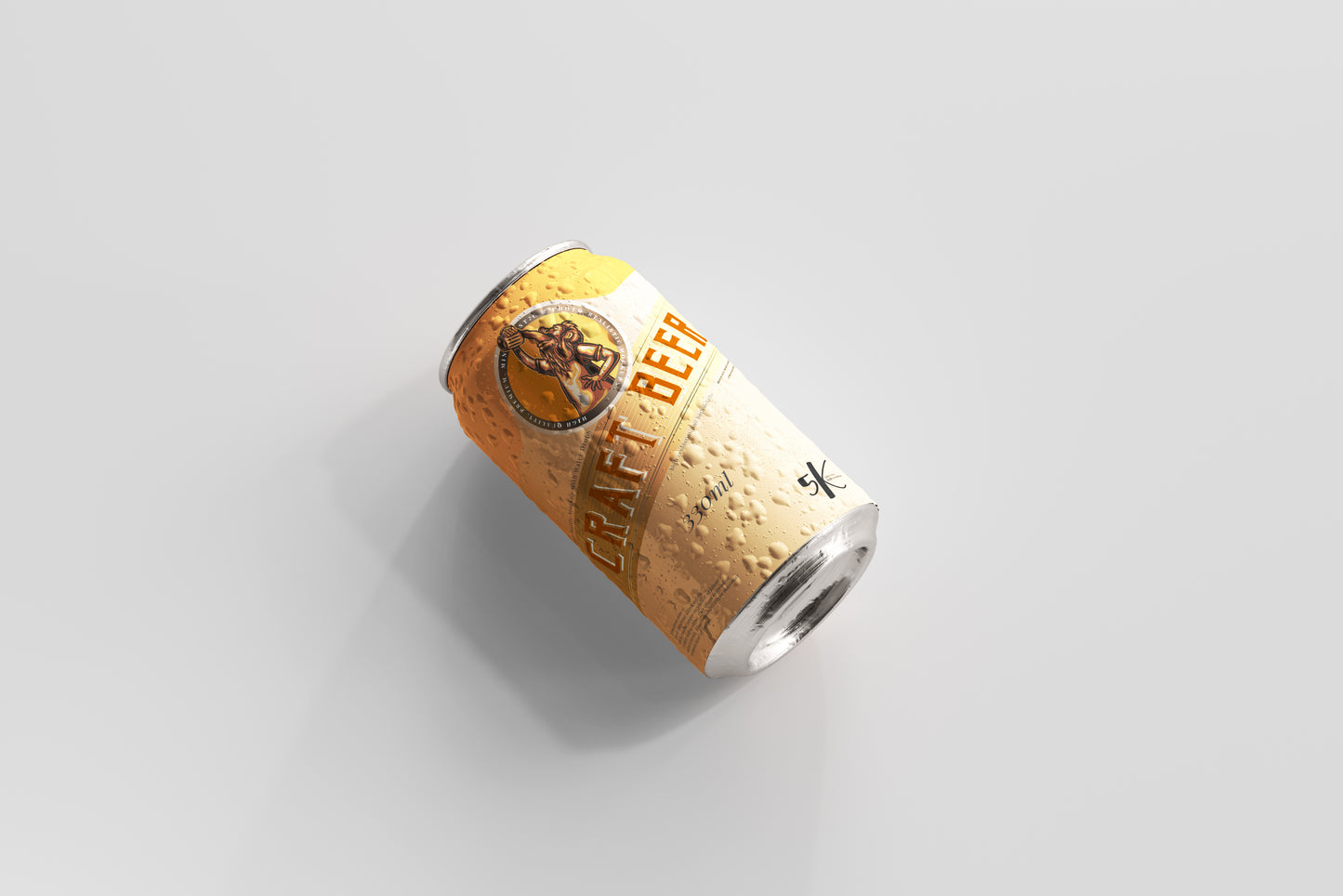 Standard Size Beer Can Mockup with Condensation Effect