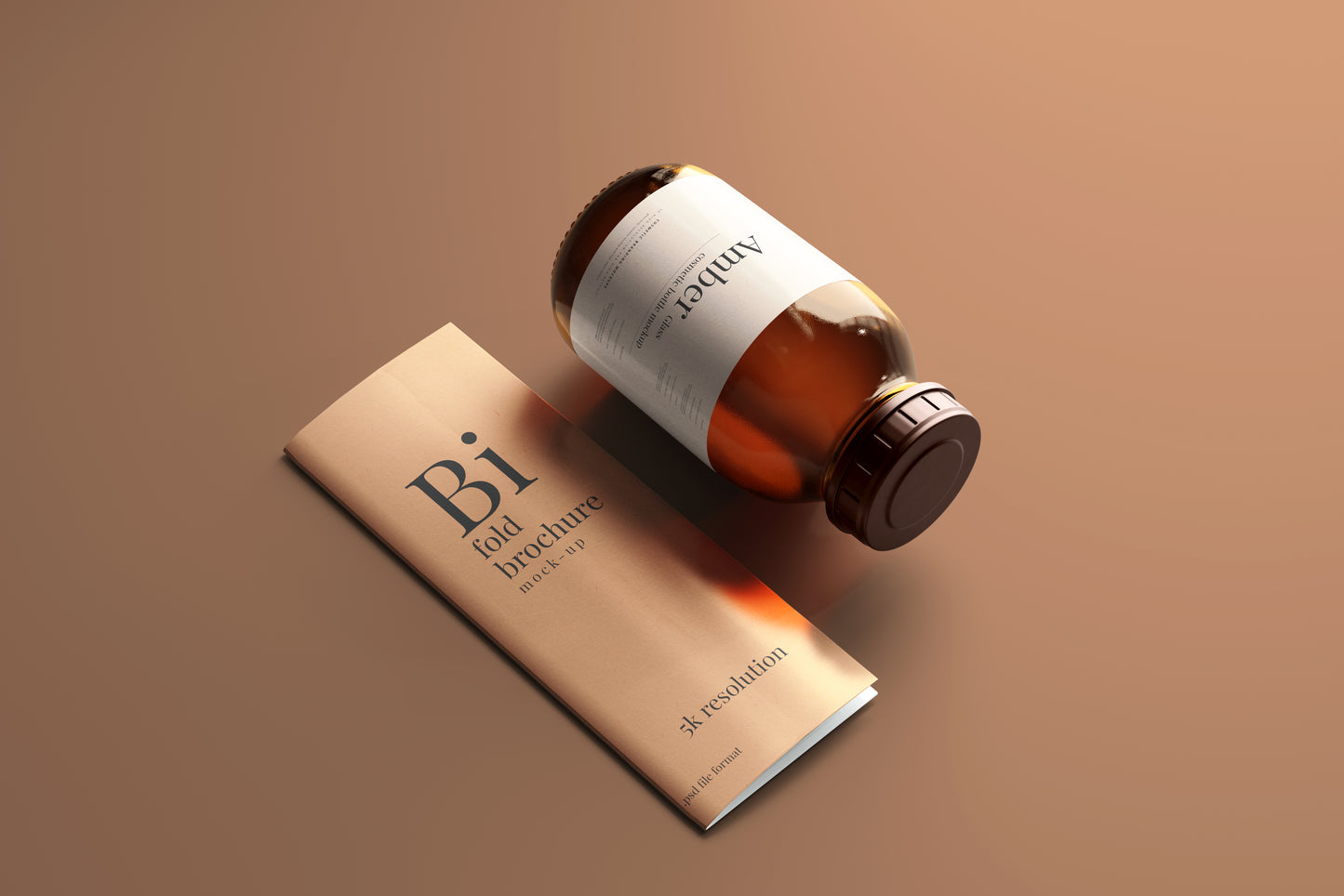 Amber Glass Bottle Mockup