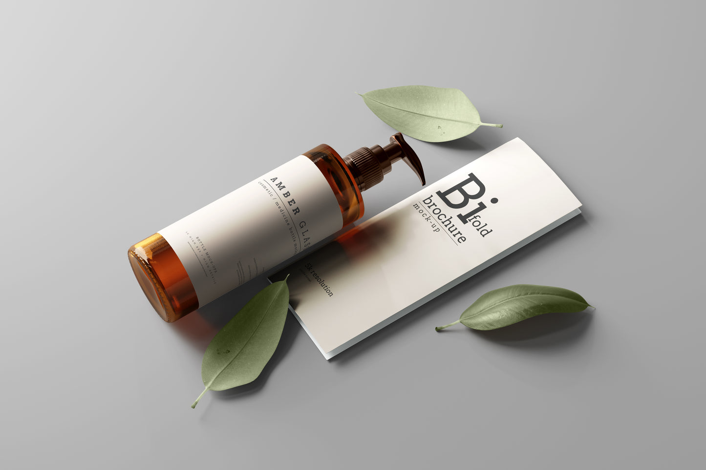 Amber Glass Pump Bottle Mockups