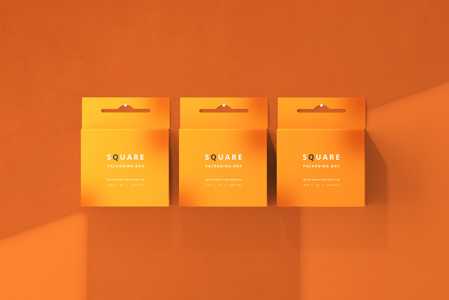 Square Packaging Box With Hang Tab Mockup