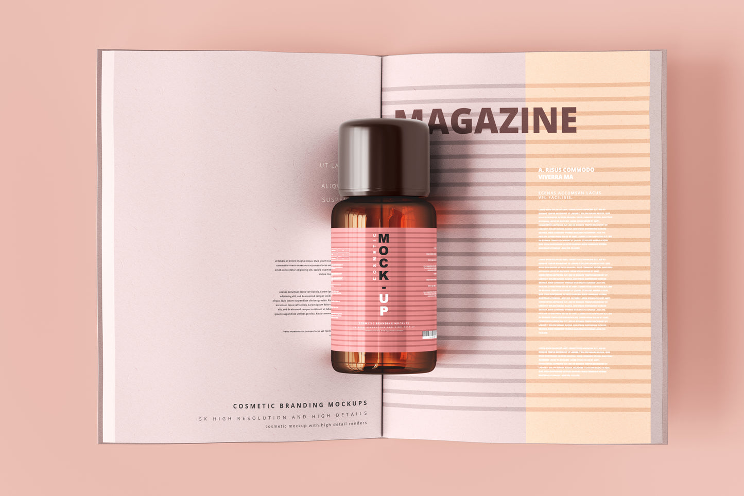 Amber Glass Cosmetic Bottle Mockups
