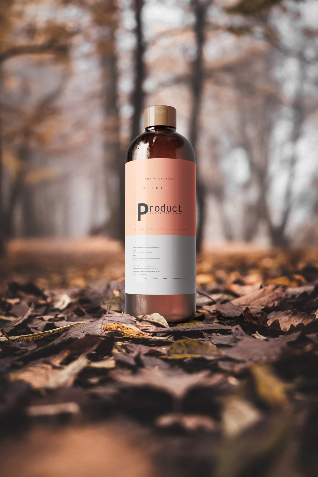Amber Glass Bottle Mockup